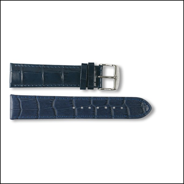 Leather strap Pharo - Croco Design - blue - 20mm